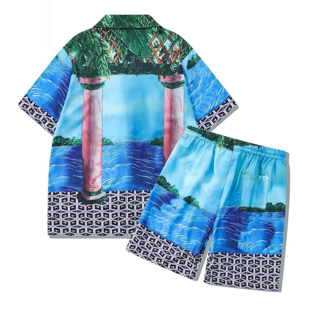 Holiday Style Cuban Collar Shirt Suit For Men, Niche Fashion Brand, High End Shirt And Shorts Outfit_viptrois.com