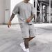 Men's Clothing Summer Short Sleeved Shorts Suit Sports Leisure Vacation Two Piece Suit_viptrois.com