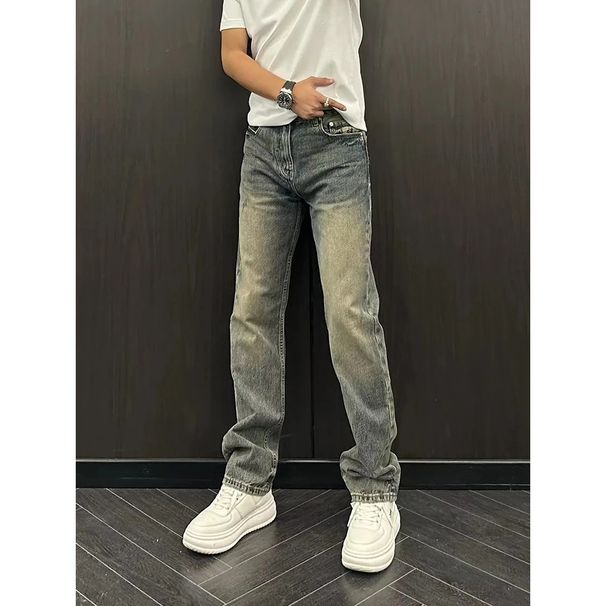 2024 Hot-Selling High Street Spring Summer Men's Fashion Jeans High-End Straight-Leg Pants Simple European Style Stretch_viptrois.com
