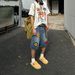 Men's Clothing Creative Fries Towel Embroidered Denim Shorts Men's Summer Retro Wide Leg Straight Loose Trendy Brand Seven Point Pants_viptrois.com