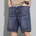 2025 Summer Denim Shorts Men's Thin Casual Loose Straight Washed Five-inch Jeans_viptrois.com