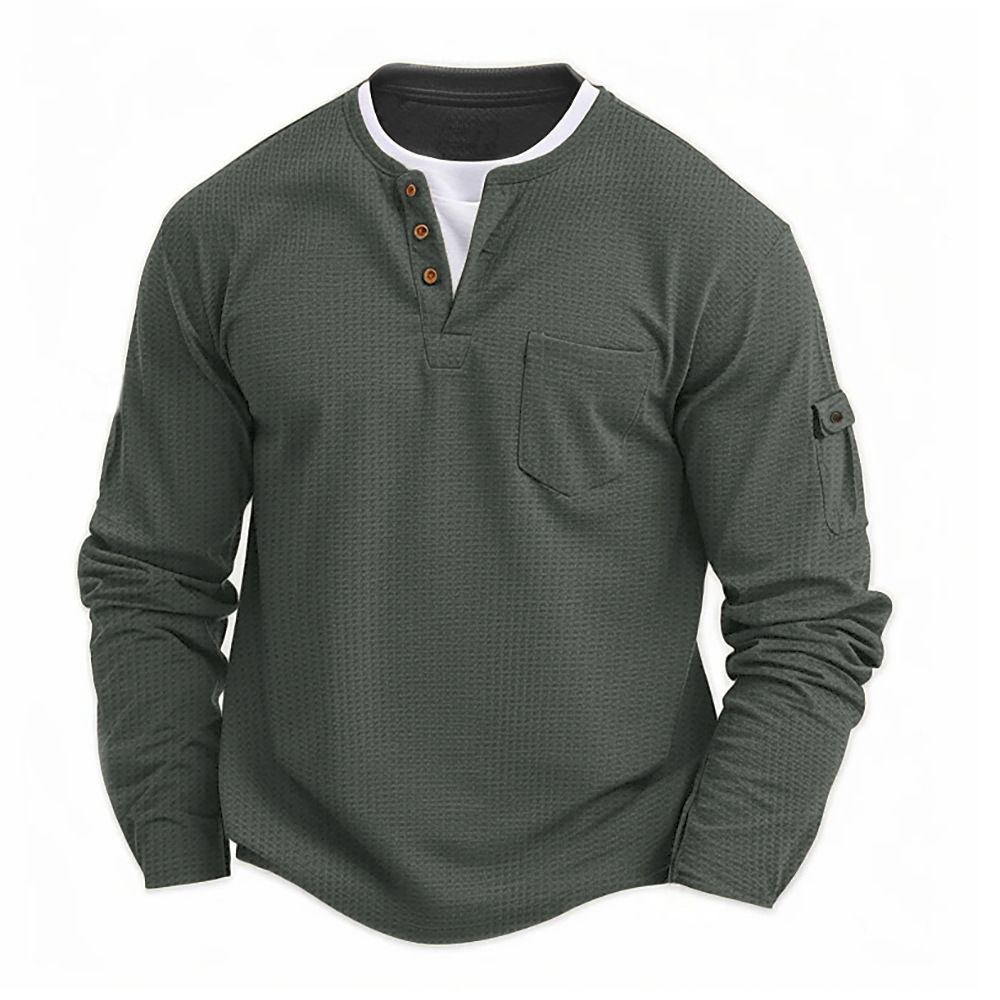 Two Pieces Of Men's T-shirt, Double-layer V-neck, Autumn And Winter Style, Fashionable Patchwork, Large-sized Base Layer, Long-sleeved T-shirt For Men_viptrois.com