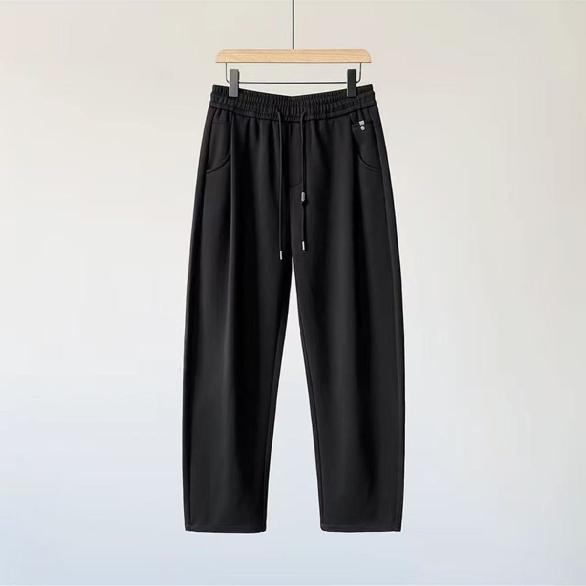 High-Quality Solid Color Scimitar Autumn Winter New Men's Loose Trendy Sweatpants Couple Versatile Casual Long Pants_viptrois.com