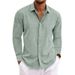 Men's Clothing Men's Long Sleeved T-Shirt Loose Sweatshirt Solid Color Cotton And Linen Blend Large Size Shirt For Comfortable Wear_viptrois.com
