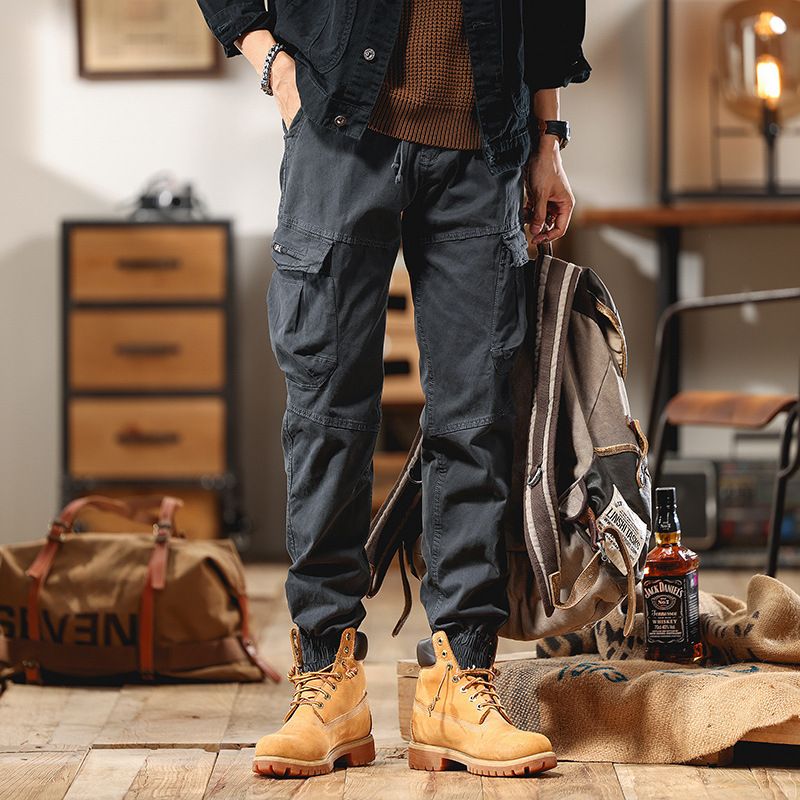 Men's Workwear Pants - Relaxed Fit Straight Leg Cargo Pants With Multi-Pockets, Retro Style, Comfortable For Daily Wear_viptrois.com