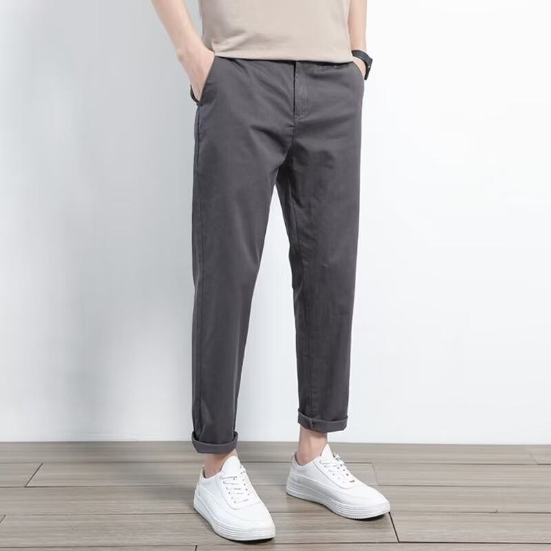 Men's Slim Straight Leg Casual Trousers Pure Cotton Loose Fit Versatile Light Business Style Trendy New Arrival_viptrois.com