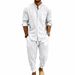 Men's Long Sleeved Linen Shirt Suit Casual Style For Spring And Summer Old Money Trousers_viptrois.com