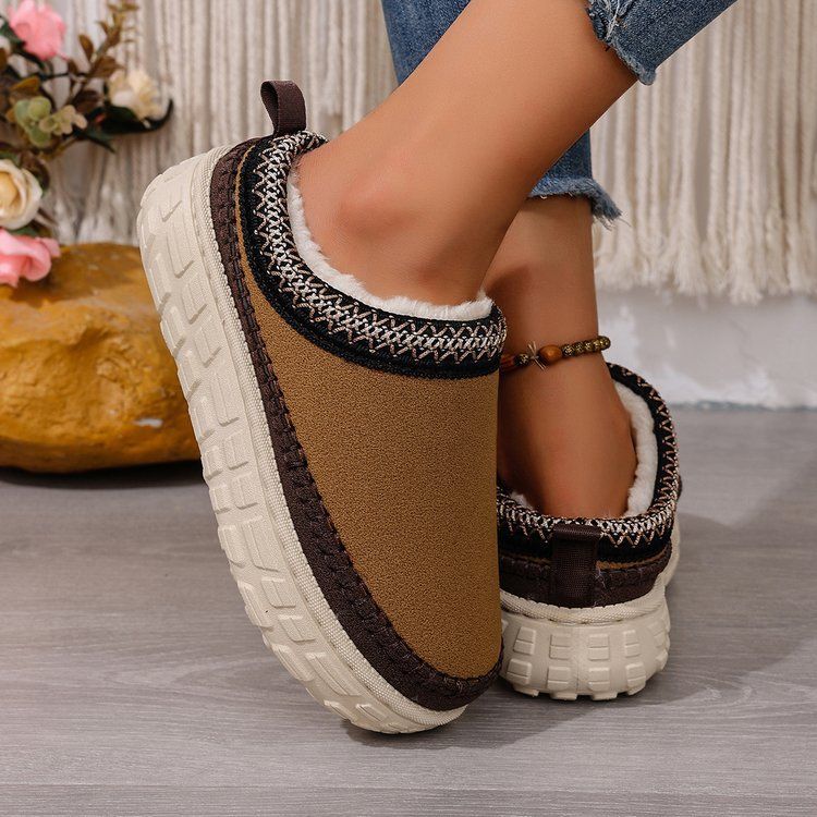 Women's Shoes Large Size Thick Soled Slippers For Women Autumn And Winter New Style Plush And Thickened Warm Slip On Cotton Slippers For Women_viptrois.com