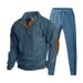 Men's Clothing Autumn Casual Stand-Up Collar Corduroy Sweatshirt & Pants Set - Soft Cotton Blend, Stylish & Comfortable, Multiple Colors Available_viptrois.com