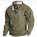 Solid-color Sweatshirt, Men's Casual Sweatshirt, Stand-up Collar, Front Lapel, Zipper And Fleece Sweatshirt, Autumn And Winter Top For Men_viptrois.com