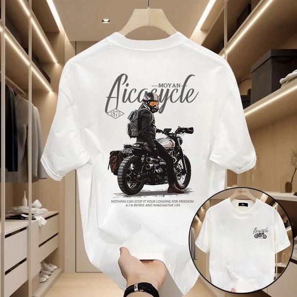 240G Pure Cotton Sleeved For Men In Summer , New American Fashion Brand Print, Loose And Casual, High-Quality Short_viptrois.com