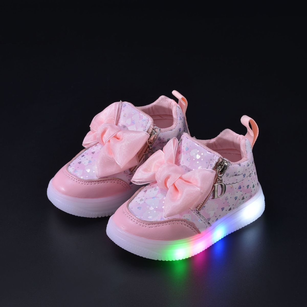 Children's Shoes New Spring And Autumn Girls Princess Led Light Up Small And Medium Girls Casual Bow Sports Soft Bottom Shoes_viptrois.com