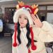 China-Chic Plush Dragon Lion Women's Winter Red New Year Warm Ear Protection Cute Chinese Style Lei Feng Fisherman's Hat_viptrois.com