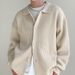 Men’s Oversized Knit Cardigan Minimalist Unisex Sweater (Anti-Wrinkle Polyester, 4 Sizes, Lapel Collar, Winter Layering Essential)_viptrois.com