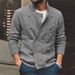 2026 European-USA Style Knitwear Cardigan Outerwear Men Acrylic Half High Collar Pure Color Double-Breasted Long Sleeve Slim Sweater_viptrois.com