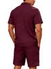 New Summer Men's Solid-color Jacquard Shirt Casual Sports Breathable Short-sleeved Short Pants Set_viptrois.com