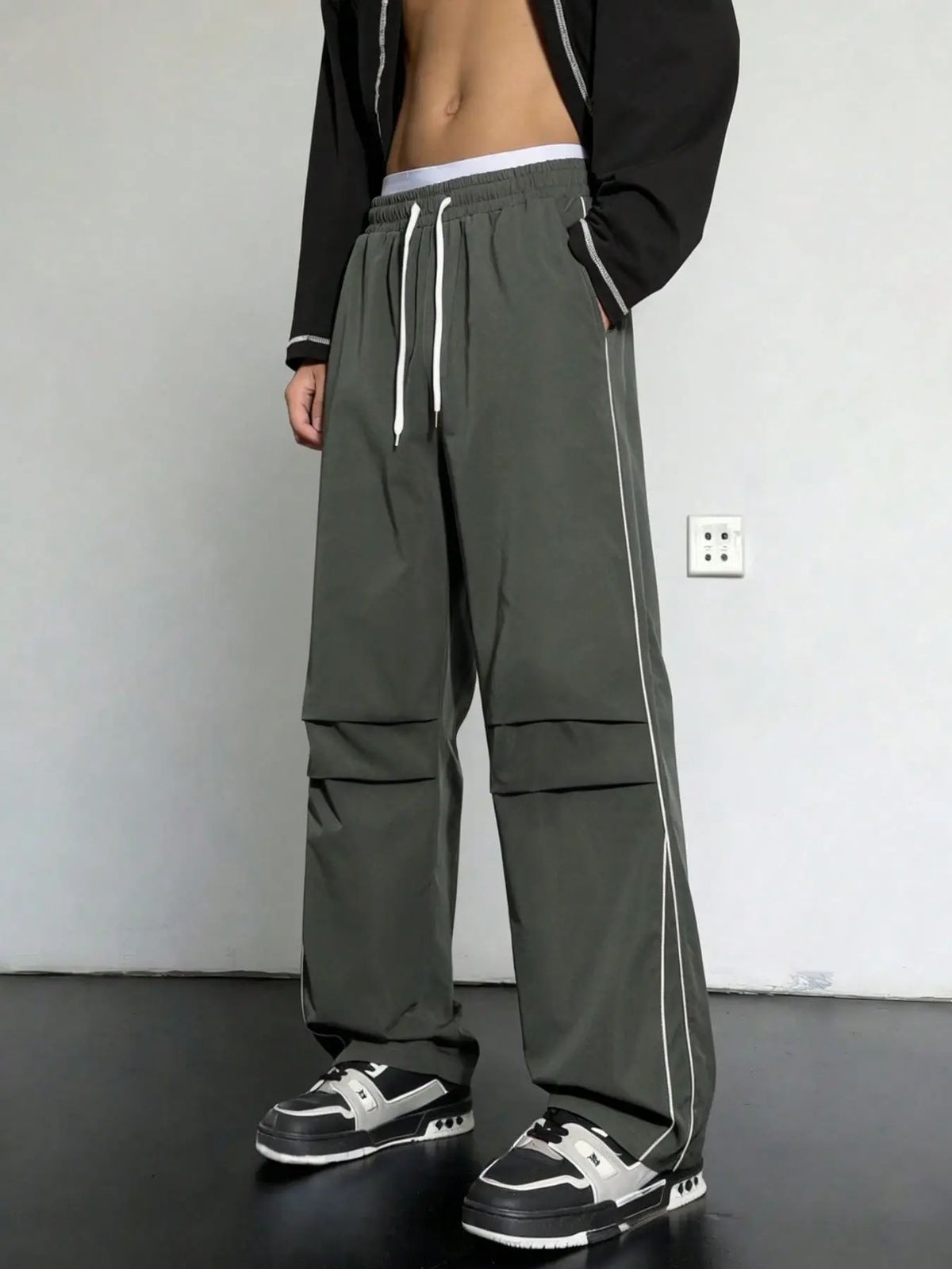 Men's Solid Color Long Pants Casual Drawstring Style Trendy Everyday Summer Versatile Bottoms Ready Stock_viptrois.com