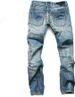 Men's Clothing Ripped Nostalgic Jeans Light Blue Casual All Match Straight Slim Button_viptrois.com