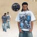 Summer Loose-Fit Round-Neck Direct-Print Oversized Men's Trendy Short-Sleeve T-Shirt Street Style_viptrois.com