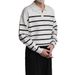 Polo Shirt V Neck Lapel Long Sleeved Knitted Sweater Men's Striped Light Luxury Business Old Money Style_viptrois.com