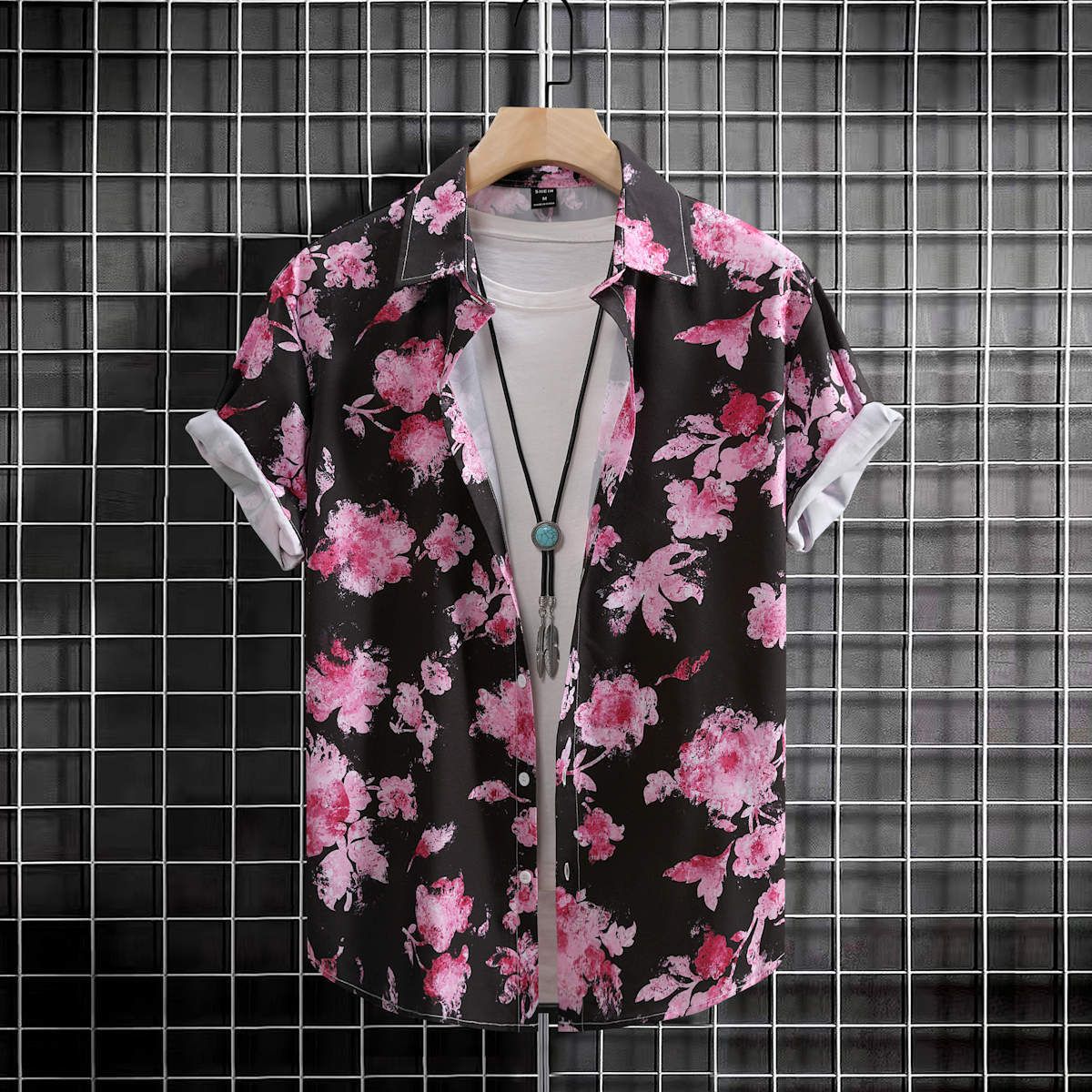 Men's Clothing New Irregular Print Short Sleeved Shirt_viptrois.com