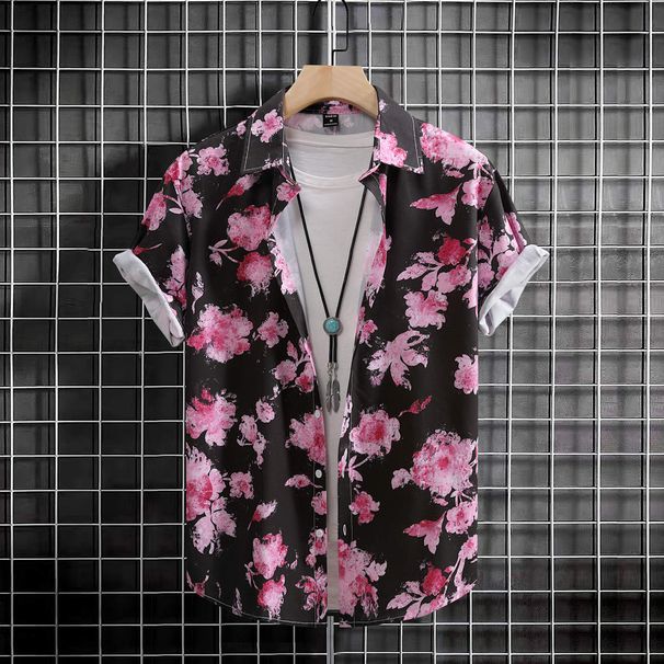 Men's Clothing New Irregular Print Short Sleeved Shirt_viptrois.com