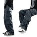 Cross Border European Size Hot Selling Overalls Spring And Autumn Multi Pocket Loose Large Size Sports Casual Straight Wide Leg Trousers Pants_viptrois.com