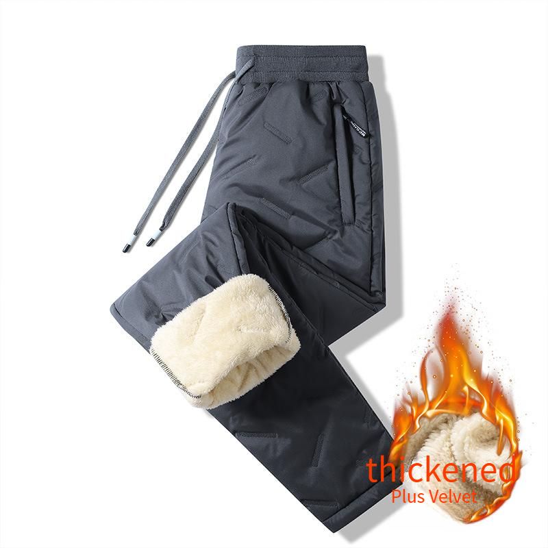 Men's Clothing Men's Pants Plus Velvet Thickened Sports Pants Winter Warm Straight Casual Pants Windproof Waterproof Lambskin Pants Men_viptrois.com