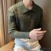 Oversized Men's Long Sleeve Polo Shirt Knit Business Casual V-Neck Relaxed Fit T-Shirt Lightweight Polyester for Office And Travel S-2XL_viptrois.com