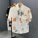 Summer Men's Thin Short Sleeve Shirt Versatile Casual Floral Print Top For Youth Personalized Style_viptrois.com