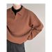 Men's Clothing V Neck Sweater Pullover Thick Needle Lapel Polo Long Sleeve Solid Color Spring And Autumn Tops_viptrois.com