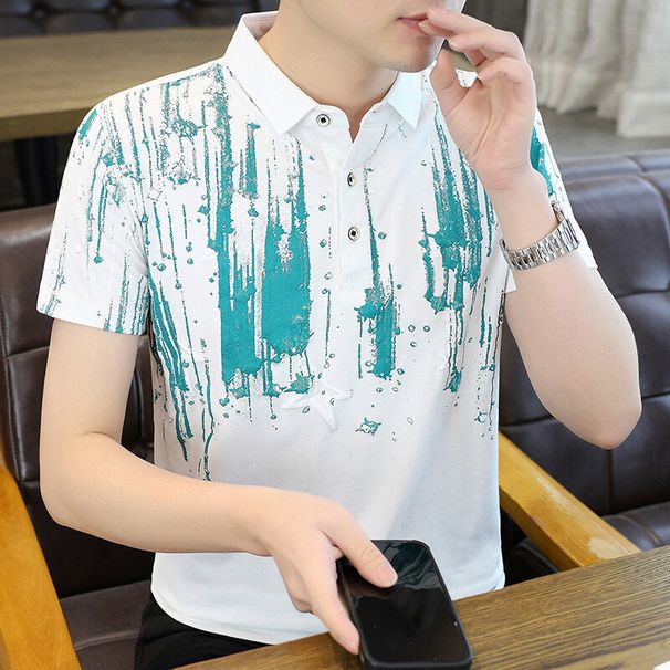 Men's Pure Cotton New Summer Polo Shirt Short Sleeved T-shirt Men's Youth High-end Collar Top Men_viptrois.com