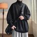 High Neck Men's Autumn Winter Pullover Base Lazy And Luxurious Loose Knit Sweater Jacket With Inner Stitching_viptrois.com
