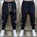 Men's Fleece Lined Thickened Casual Sports Jogger Pants Luxury Embroidered Slim Fit Sweatpants Style Black For Autumn Winter_viptrois.com