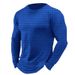Pulse 2023 European And American Cross-Border Waffle Autumn Winter Men's Casual Round Neck Long Sleeve_viptrois.com
