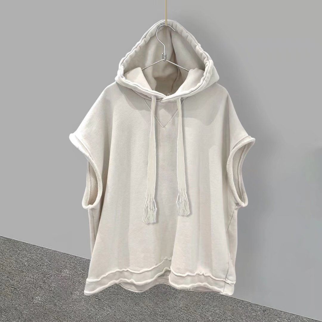 Men's Sleeveless Hooded Vest - Korean Streetwear Style, Breathable Polyester, Unisex Casual Wear For Summer_viptrois.com