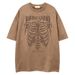 Men's Clothing Vintage Design American Style Trendy Skull Skeleton Print Original Loose Foreign Trade T Shirt Men's Clothing 2025 New Products_viptrois.com