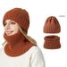 Knitted hat scarf set unisex winter thick warm hat two piece ear protection casual wool hat_viptrois.com