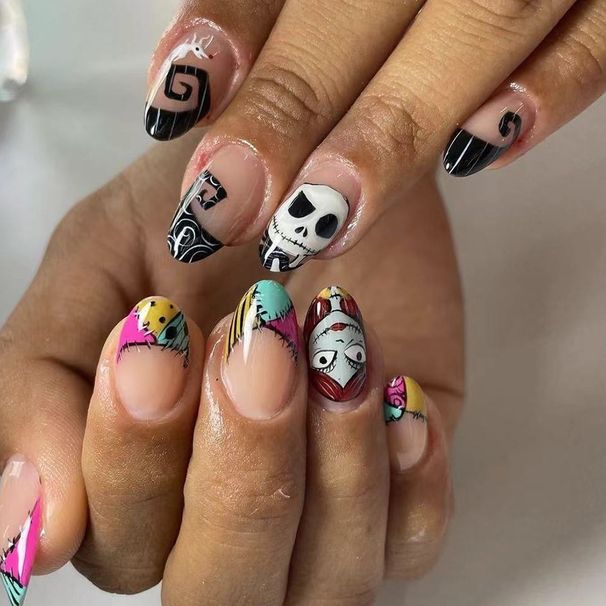 Short Gright Almond Wear Armor Black and White Skull Multicolor Plaid Witch 20.24 million Holy Festival New 24 Pieces_viptrois.com