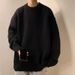New round neck sweater for men in autumn and winter, loose solid color knit sweater, casual, simple and versatile thread jacket_viptrois.com