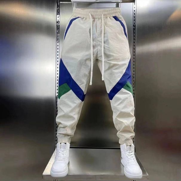 Men's Thin, Color-blocked, Tight-waisted, Small-leg Pants, Trendy And Stylish New Harem Pants_viptrois.com