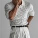 Men's Oversized Knit Polo Shirt V-Neck Long Sleeve Business Casual T-Shirt Lightweight Stretch Fabric Black White Navy Gray S-2XL_viptrois.com