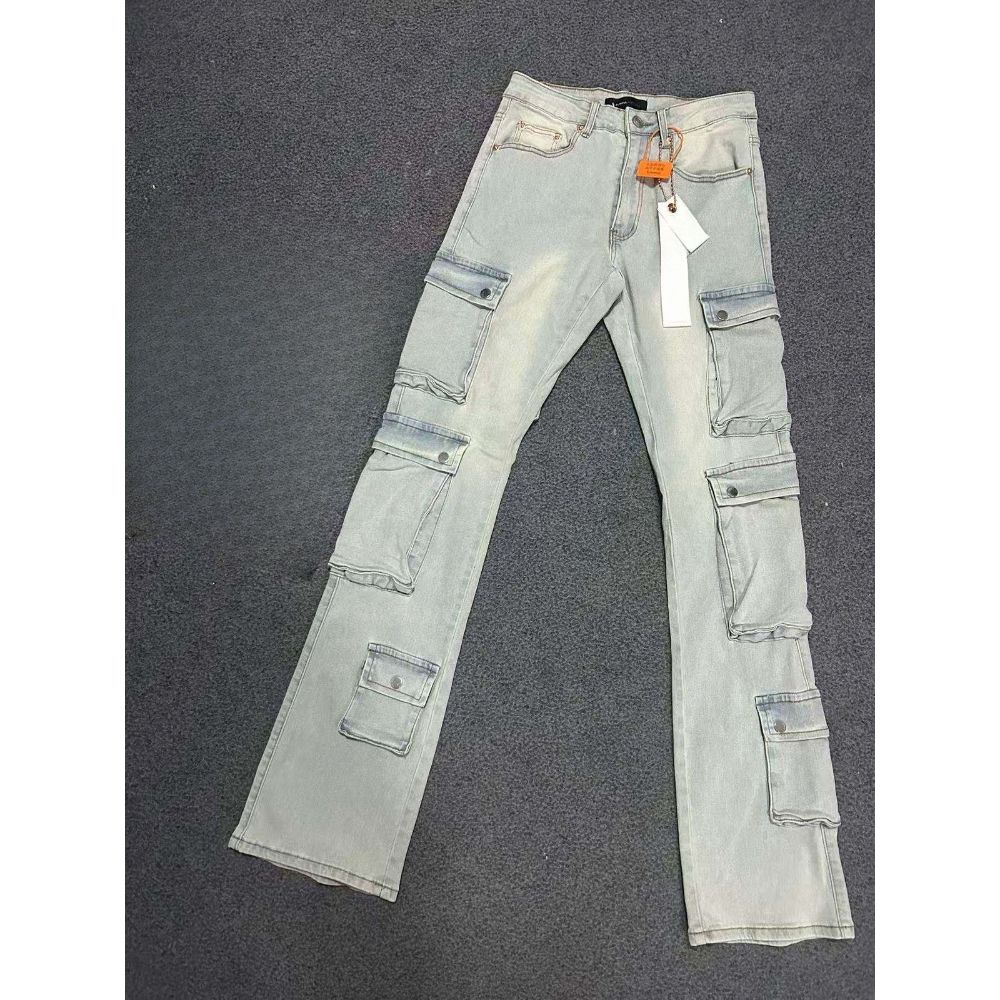 Men's Clothing Men's Black PU Splatter Paint Jeans Elastic Waist Light Luxury Flared Pants High Quality For Formal & Casual_viptrois.com
