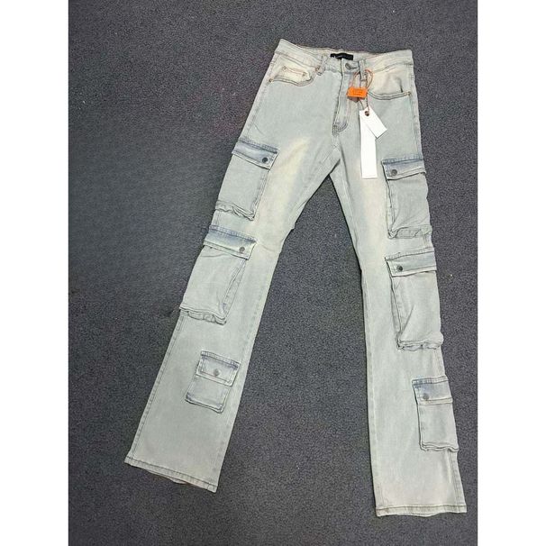 Men's Clothing Men's Black PU Splatter Paint Jeans Elastic Waist Light Luxury Flared Pants High Quality For Formal & Casual_viptrois.com