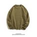 Solid Color Knitted Sweater, Round Neck Sweater, Men's And Women's Loose And Thick Pullover, Warm Outerwear_viptrois.com