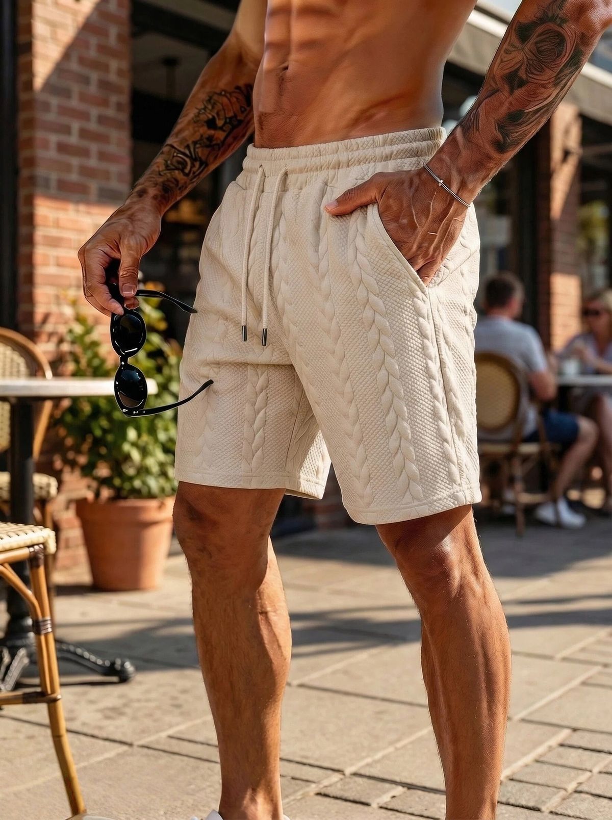 Men's Clothing Men's Summer Shorts Style Knitted Drawstring Solid Color Casual Five-Point For Formal & Casual_viptrois.com