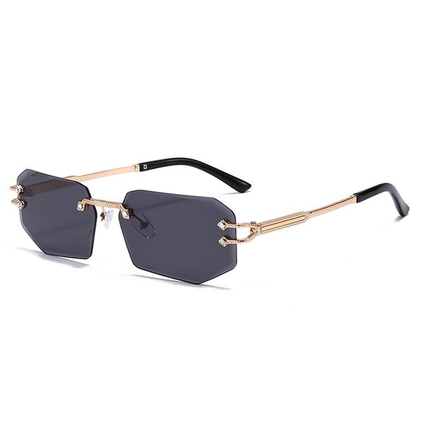 New Fashion Men's Trendy Frameless Women's Polygonal Cut Edge Sunglasses_viptrois.com