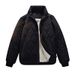 Men’s Vintage Fleece-Lined Jacket – Oversized Stand Collar Winter Coat, Polyester Padded, Zip-Up (Black, S-XXXL)_viptrois.com