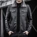 Men's Clothing PU Leather Jacket Motorcycle Lapel Men's Thickened Jacket Slim-fit Leather Jacket_viptrois.com