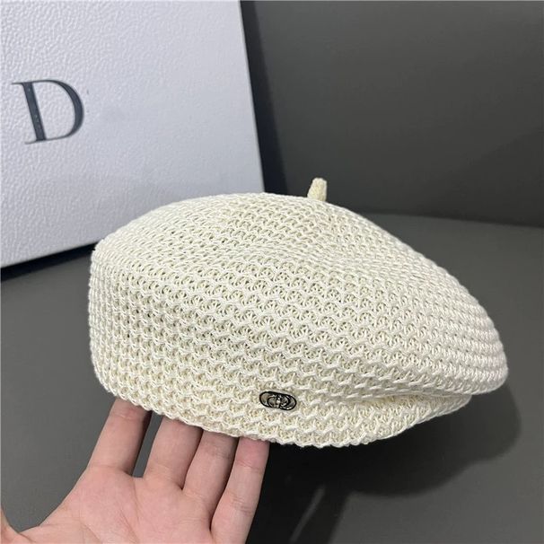 New Black Elegant Beret For Women, Face Slimming, Versatile Spring Summer Breathable Thin Decorative Artist Hat_viptrois.com